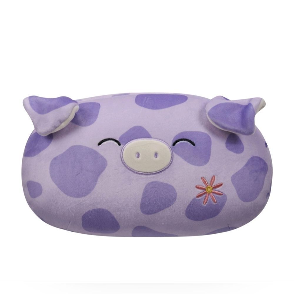 Nwt Squishmallows 12" Pammy Purple Spotted Pig with Flower Embroidery Stackable